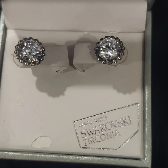 Swarovski Silver Crystal Stud Earrings - Picture 3 of 6